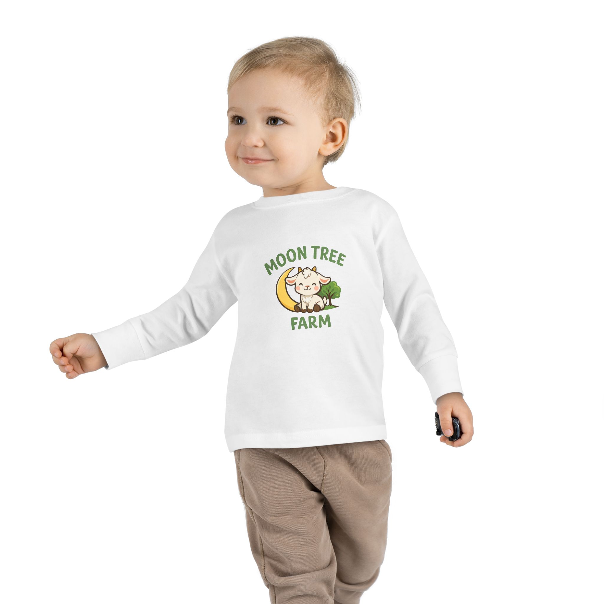 Moon Tree Farm Toddler Long Sleeve Tee — Cute Cow & Moon Kids Shirt