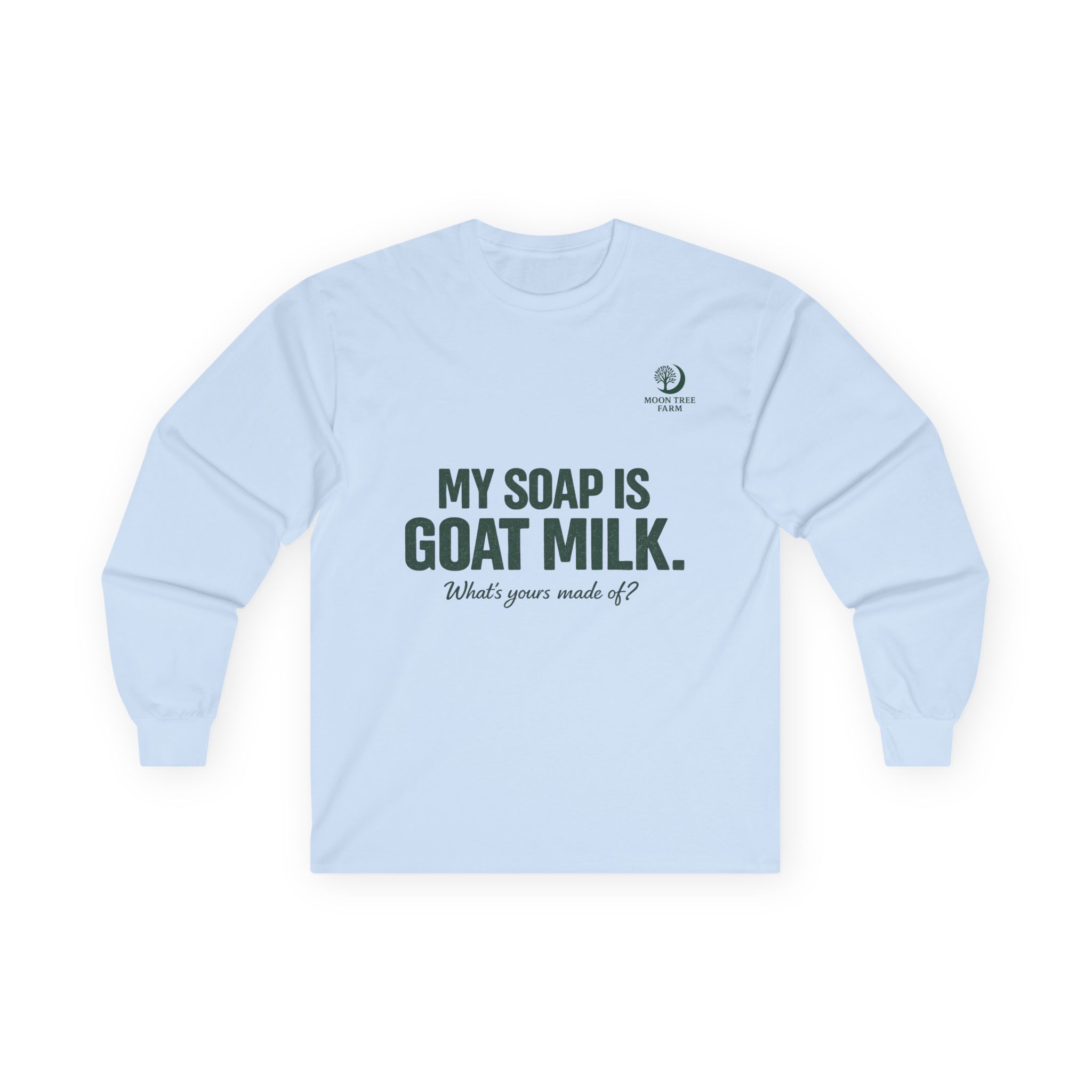 My Soap Is Goat Milk Long Sleeve Tee | Goat Milk Soap QR Code Back - Image 5