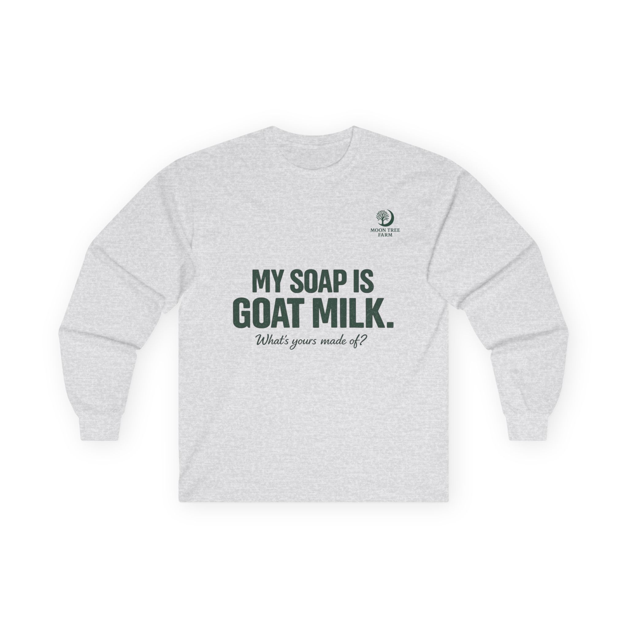 My Soap Is Goat Milk Long Sleeve Tee | Goat Milk Soap QR Code Back - Image 9