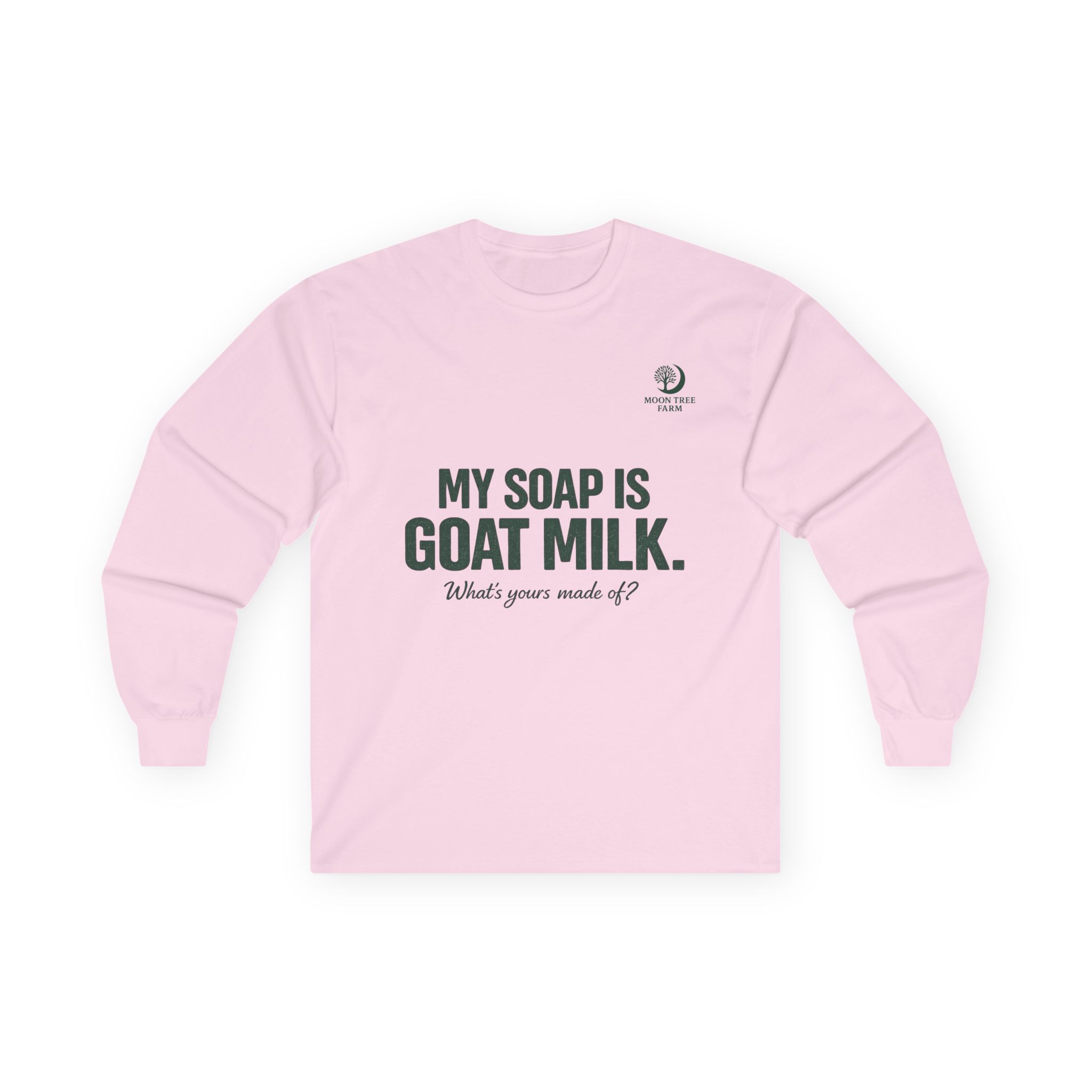 My Soap Is Goat Milk Long Sleeve Tee | Goat Milk Soap QR Code Back