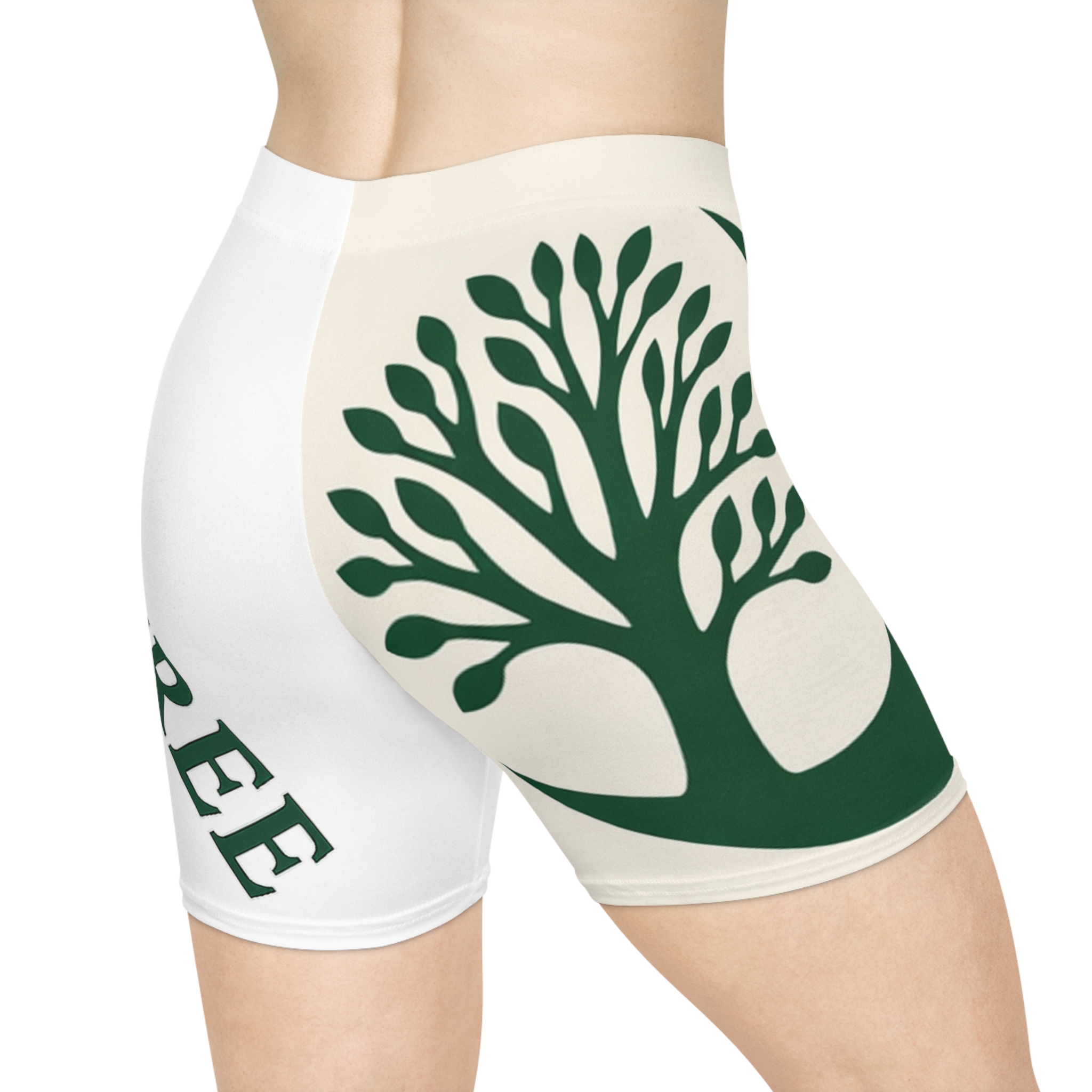 Moon Tree Farm Women's Biker Shorts — Green Crescent Tree Logo AOP Activewear - Image 4