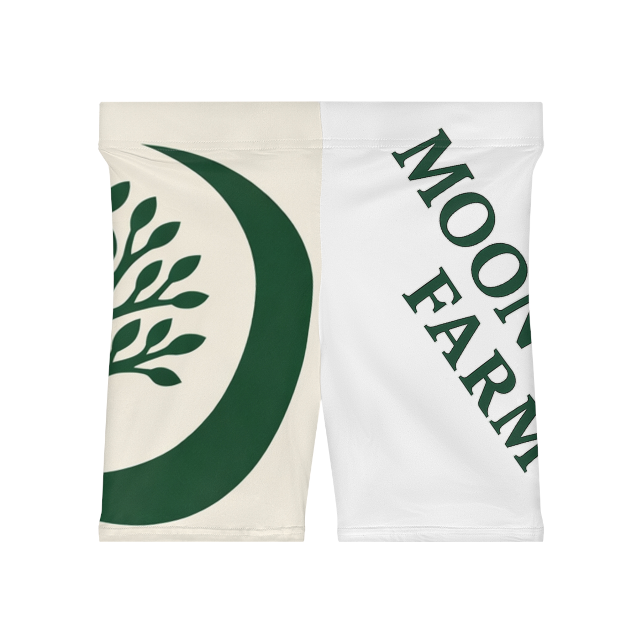 Moon Tree Farm Women's Biker Shorts — Green Crescent Tree Logo AOP Activewear