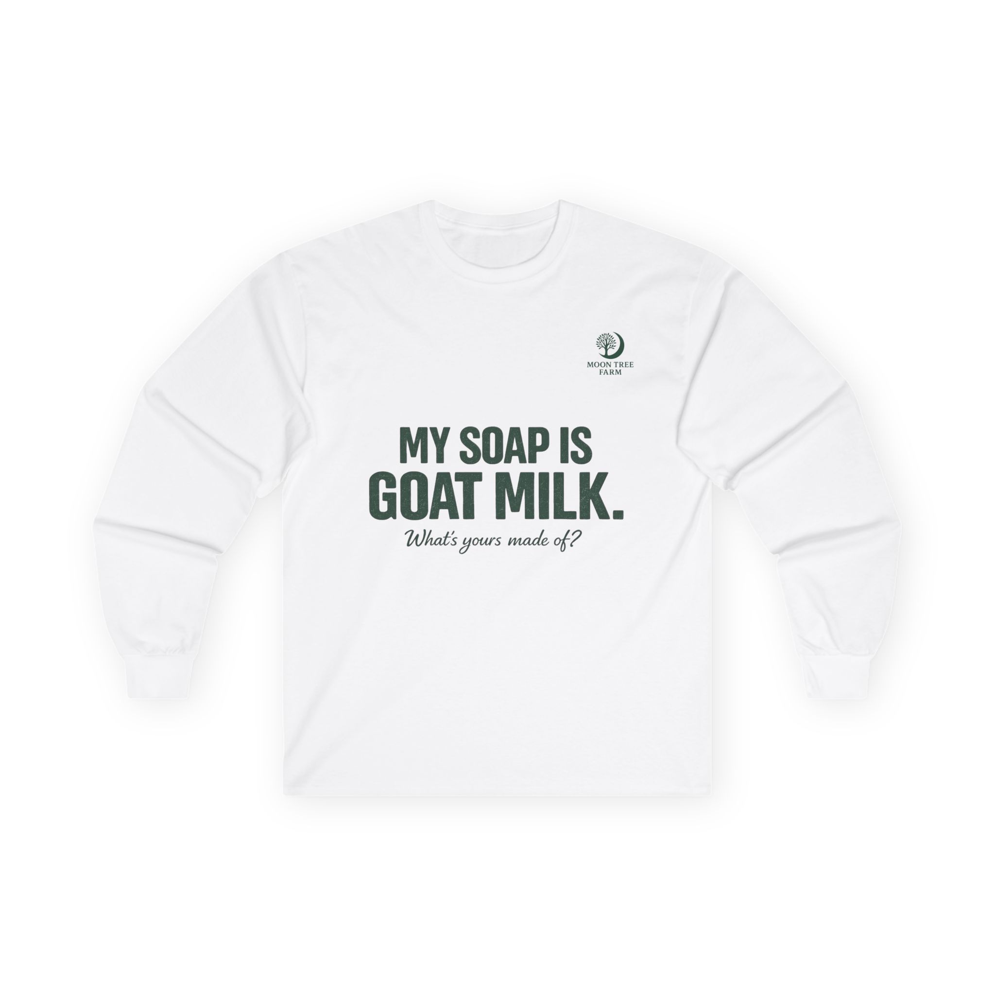 My Soap Is Goat Milk Long Sleeve Tee | Goat Milk Soap QR Code Back - Image 3