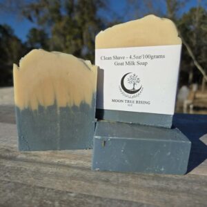Handcrafted Clean Shave goat milk soap bar with a classic barbershop scent