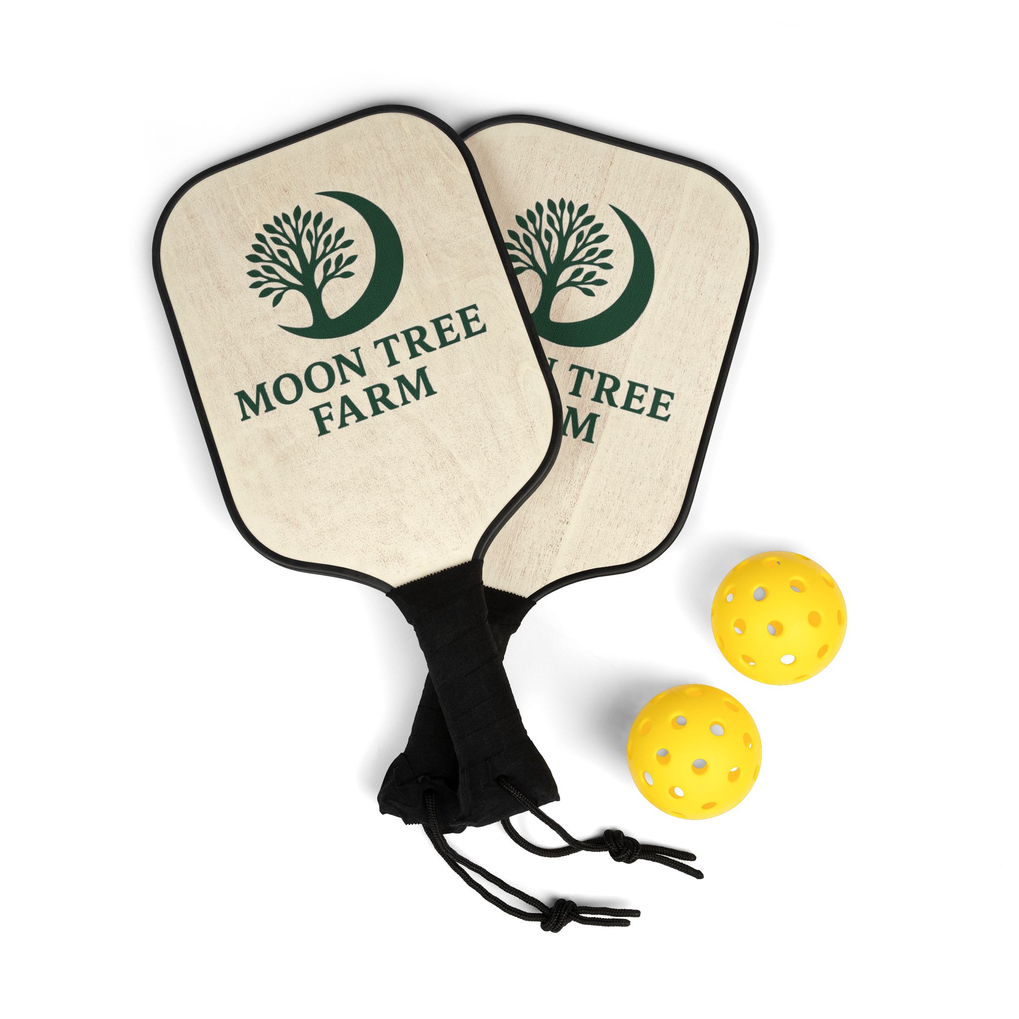 Pickleball Paddle Set – Moon Tree Farm Logo Kit (2 Paddles + Balls) - Image 2