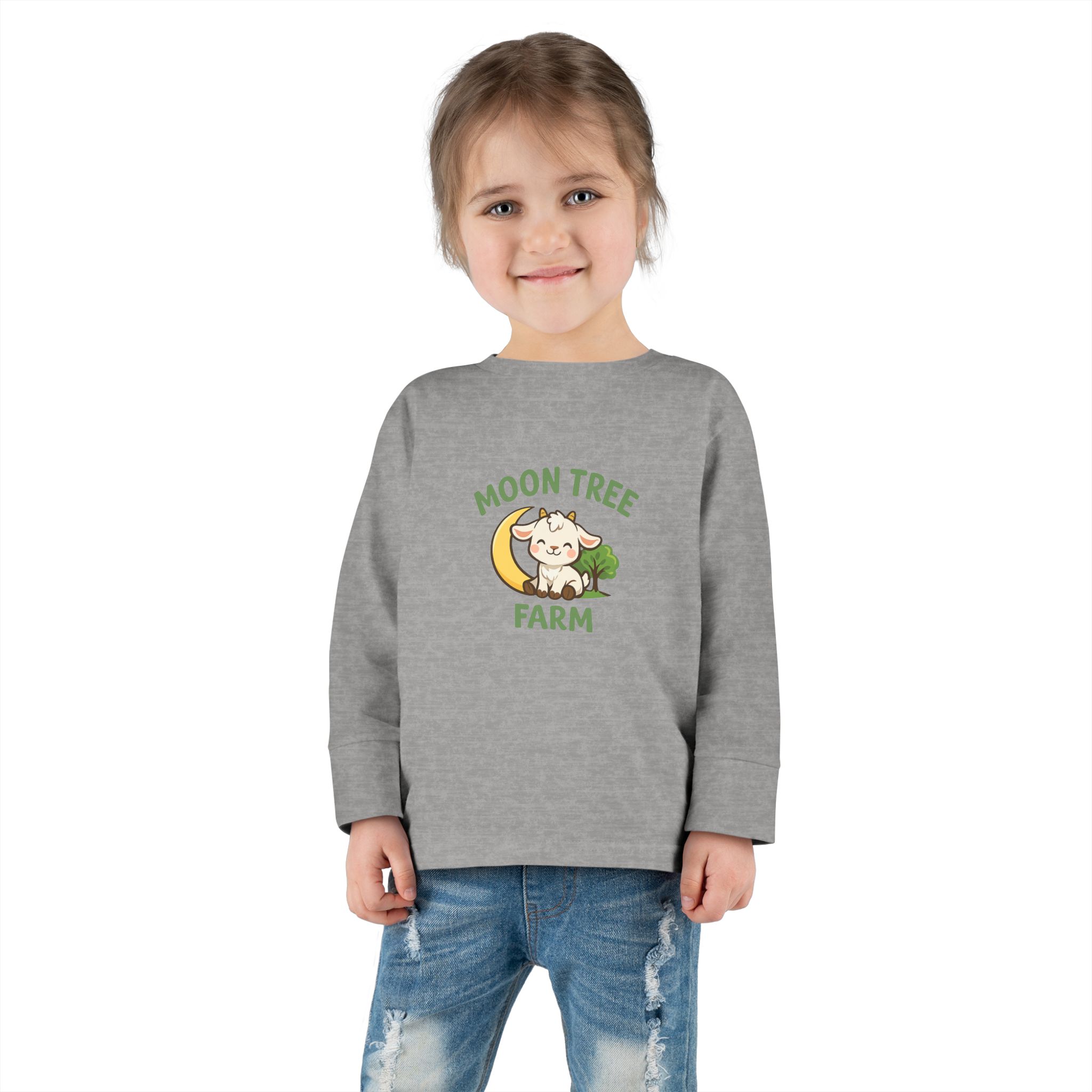 Moon Tree Farm Toddler Long Sleeve Tee — Cute Cow & Moon Kids Shirt - Image 4