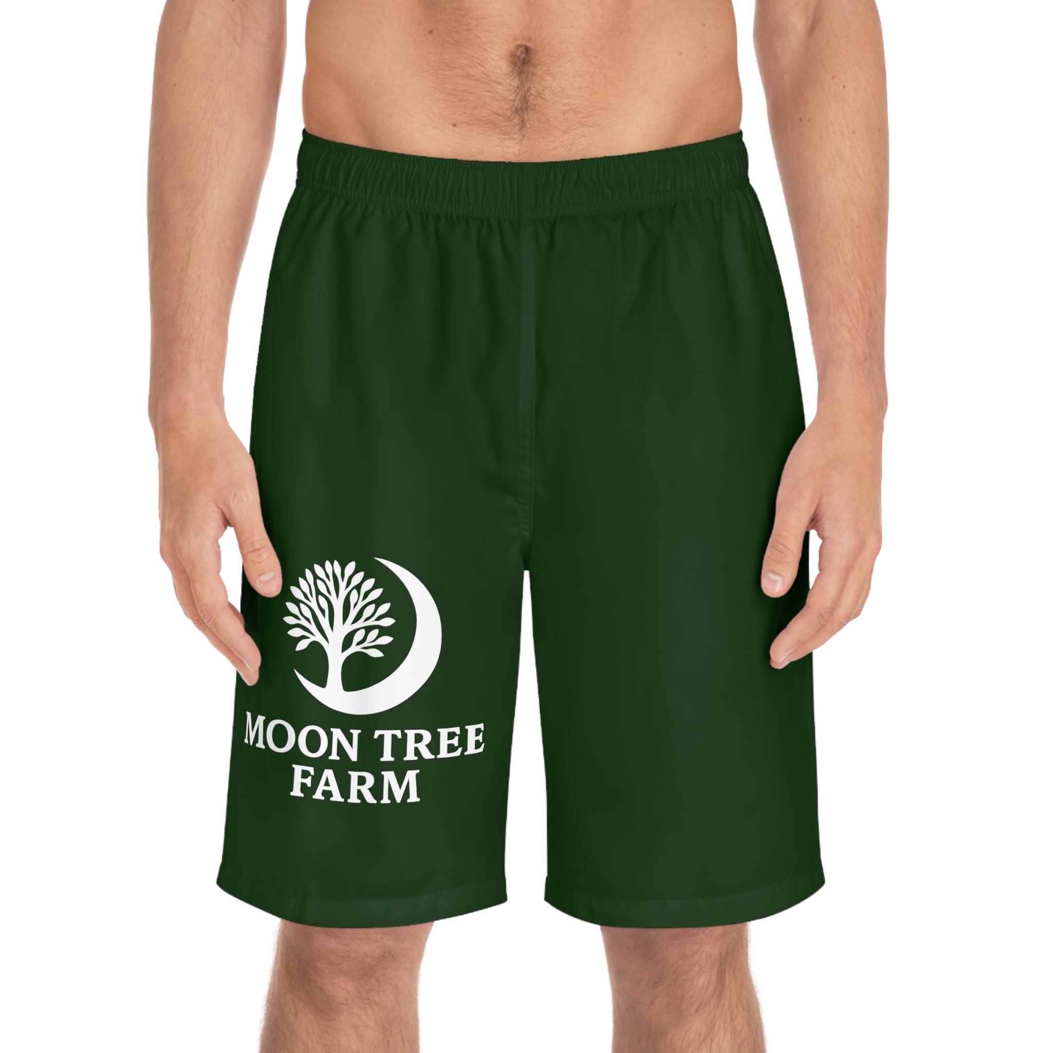 Men's Board Shorts – Moon Tree Farm Logo Swim Trunks - Image 2