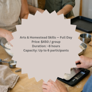Group preparing homemade body and kitchen products at a shared worktable