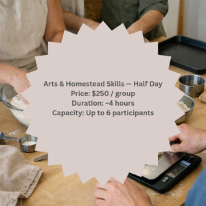 Group preparing homemade body and kitchen products at a shared worktable