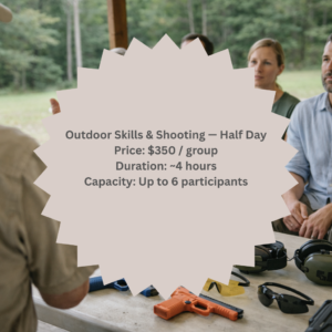 Group listening to an instructor during a firearm safety class