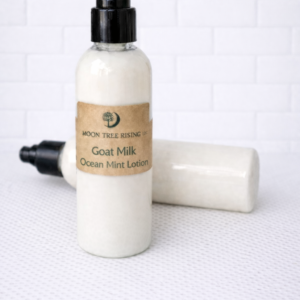 Goat Milk Ocean Mint Lotion pump bottle with kraft label by Moon Tree Farm