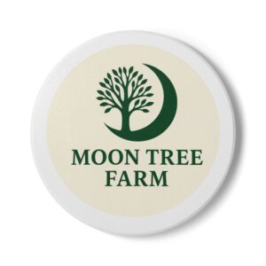 Moon Tree Farm Ceramic Coaster – Green Moon & Tree Logo Drink Protector